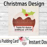 Christmas Card Svg, Christmas Card Template, Greeting Card Svg With Christmas Pudding Card Template