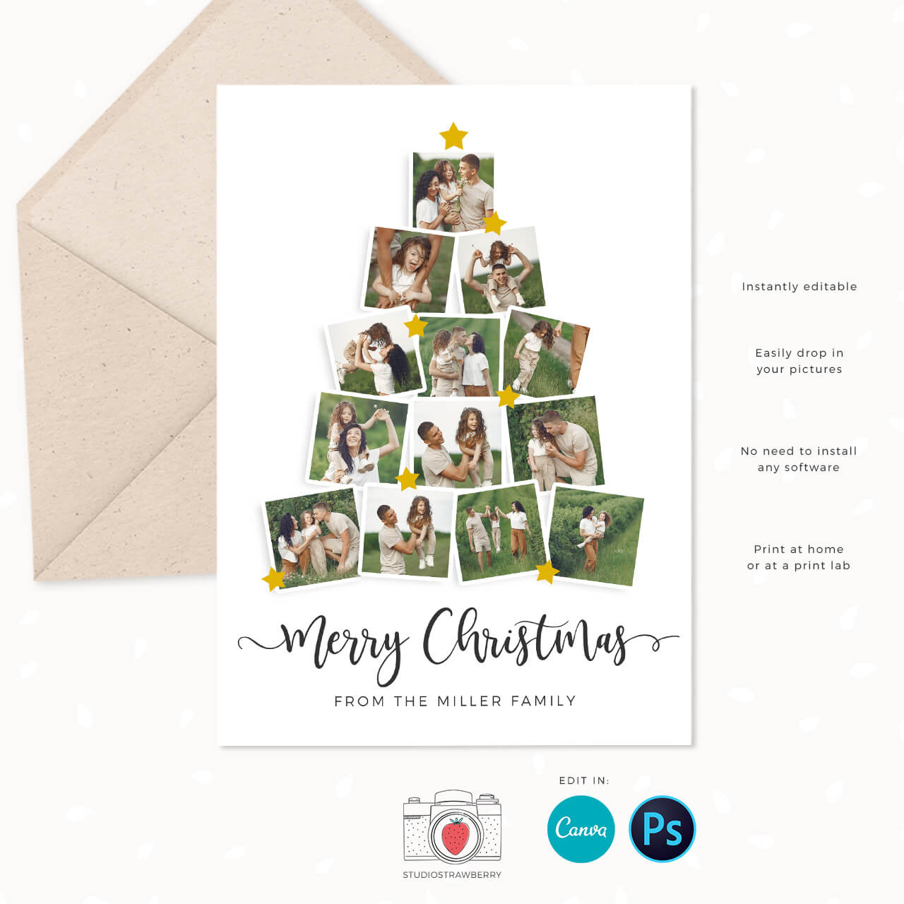 Christmas Card Template “Christmas Tree Photo Collage throughout Christmas Tree Collage Template Free