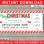 Christmas Concert Ticket Template: Editable Gift Certificate In Christmas Show Ticket Template
