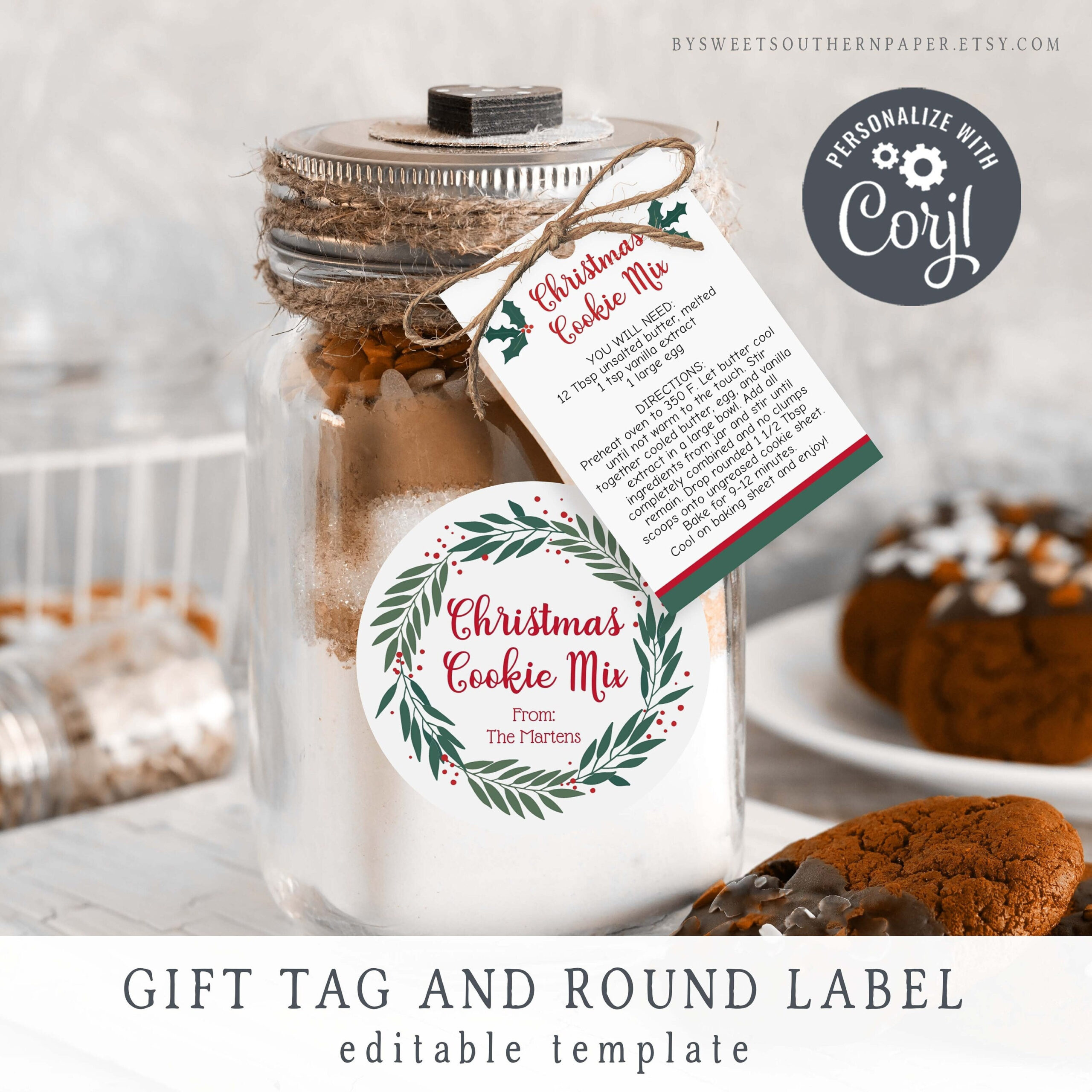 Christmas Cookie In A Jar Instructions Tag And Sticker | Editable pertaining to Christmas Jar Labels Template