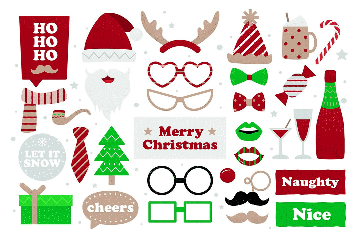 Christmas Digital Props [Png, Psd, Pdf Formats] - Templatesbooth for Christmas Photo Props Template