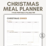 Christmas Dinner Planner Printable Christmas Menu Planner Page Regarding Christmas Menu List Template
