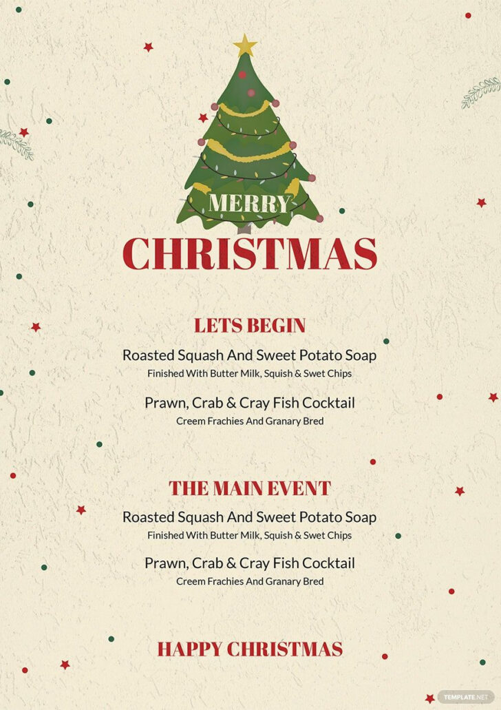 Christmas Menus Template Free Downloads