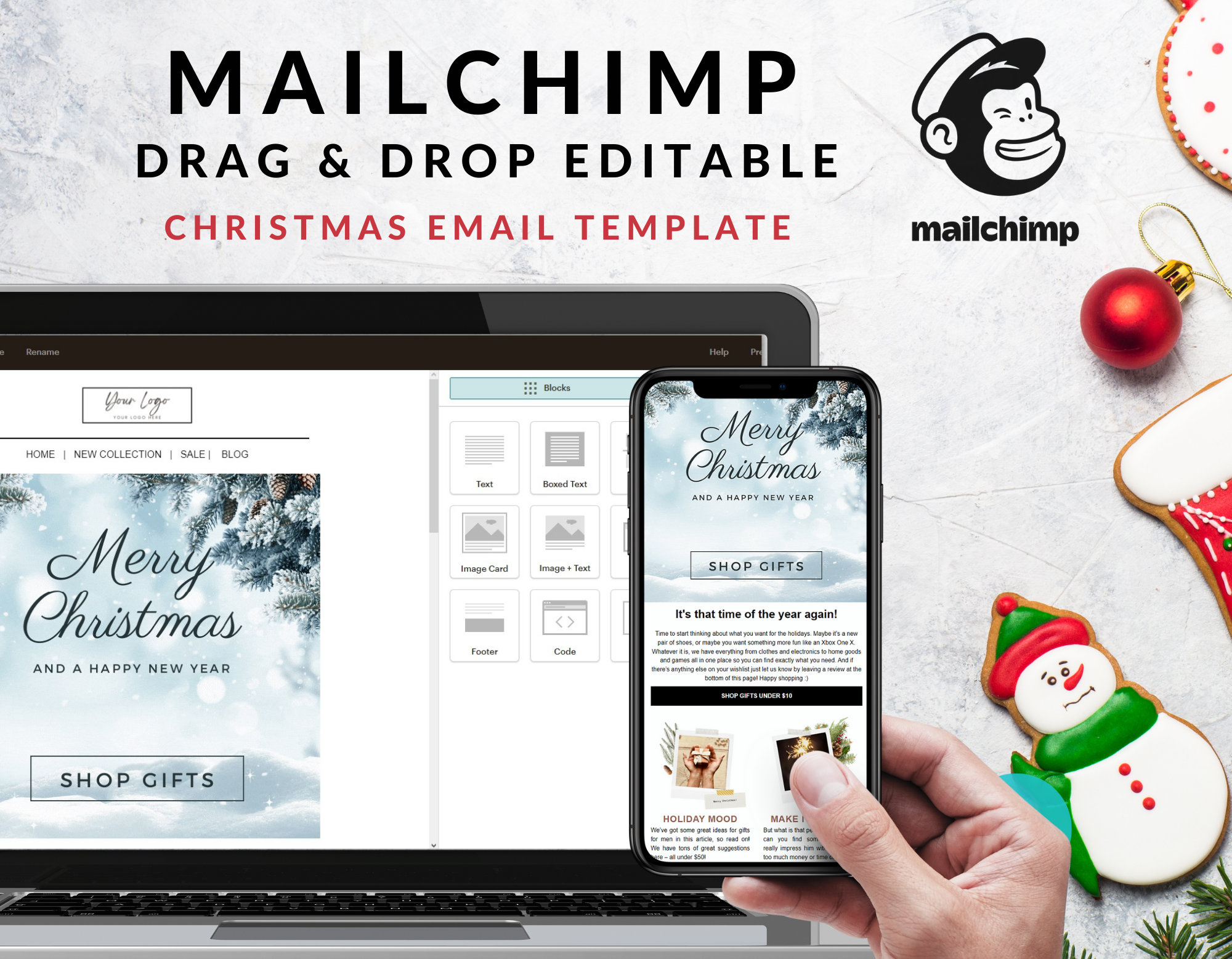 Christmas Email Template | Festive Email Design | Mailchimp, Canva within Christmas Template For Mailchimp