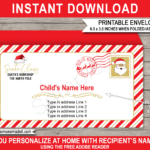 Christmas Envelope (From Santa)   Red & Gold Within Christmas Letter Envelope Template