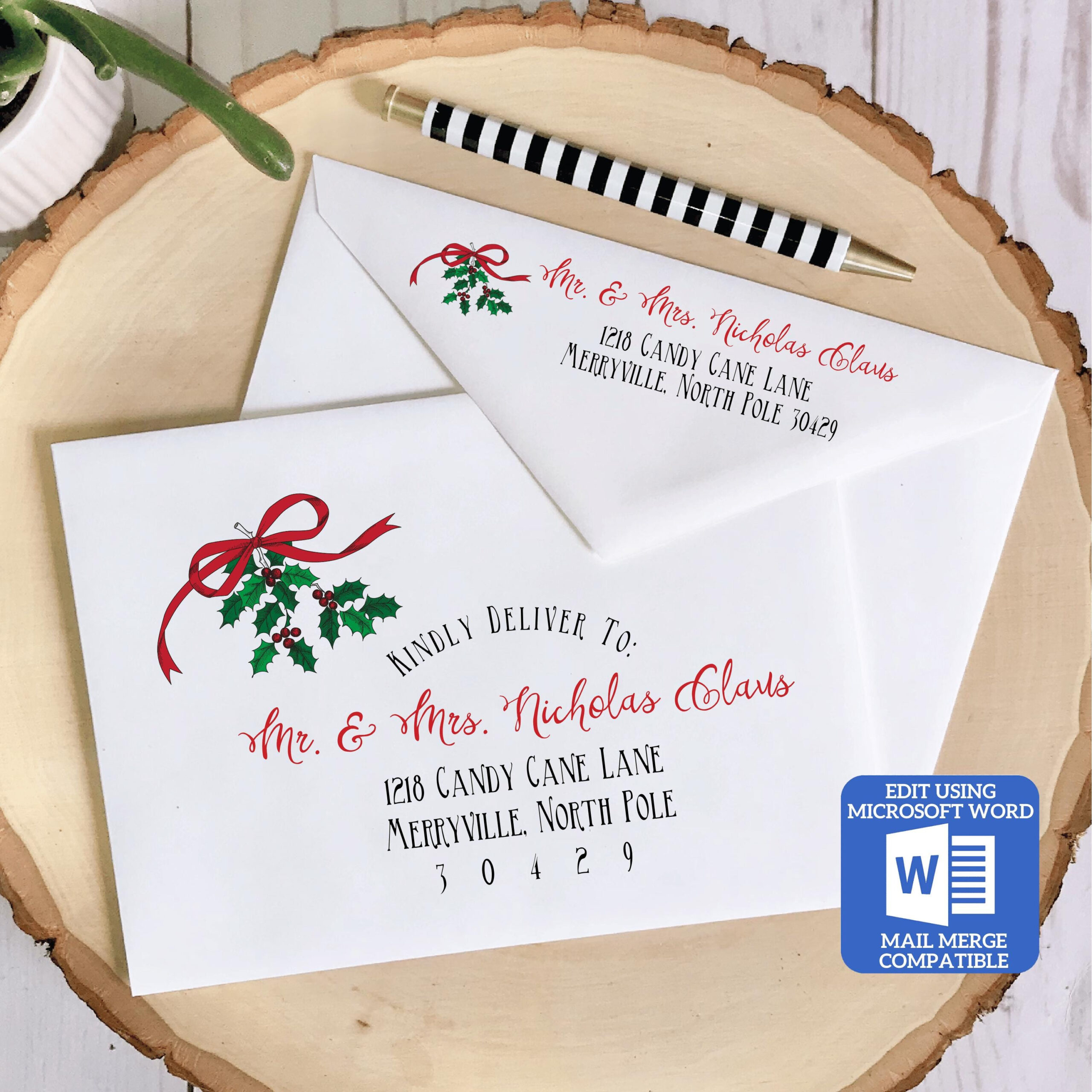Christmas Envelope Template For Microsoft Word | Mail Merge in Christmas Letter Envelope Template