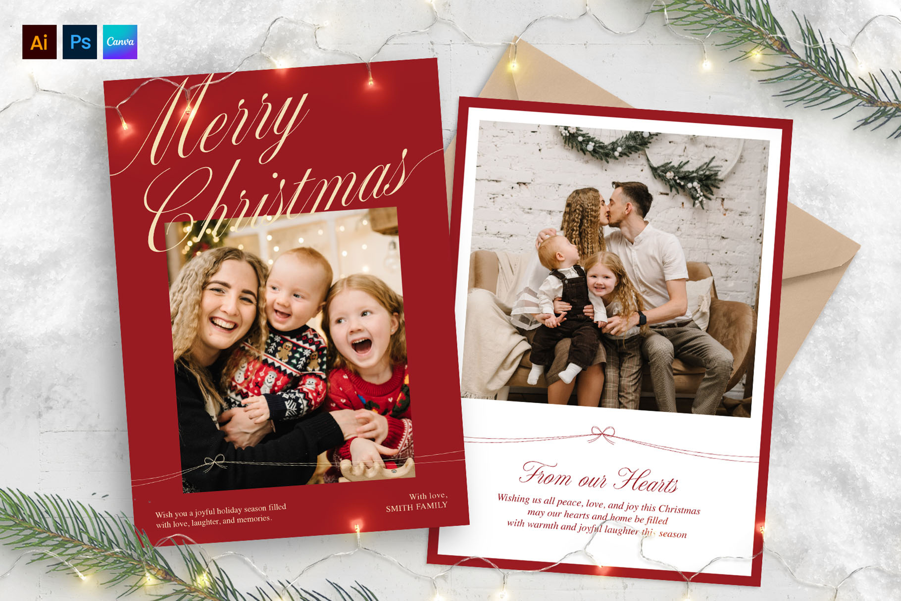 Christmas Family Greetings Card Template - Brandpacks in Christmas Photo Card Template