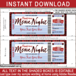 Christmas Family Movie Night Ticket Template | Gift Voucher Pertaining To Christmas Movie Ticket Template
