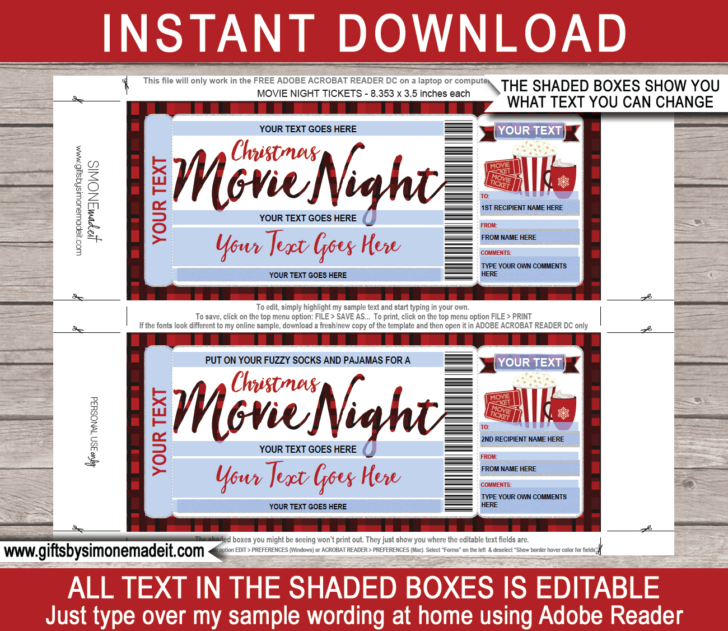 Christmas Movie Ticket Template