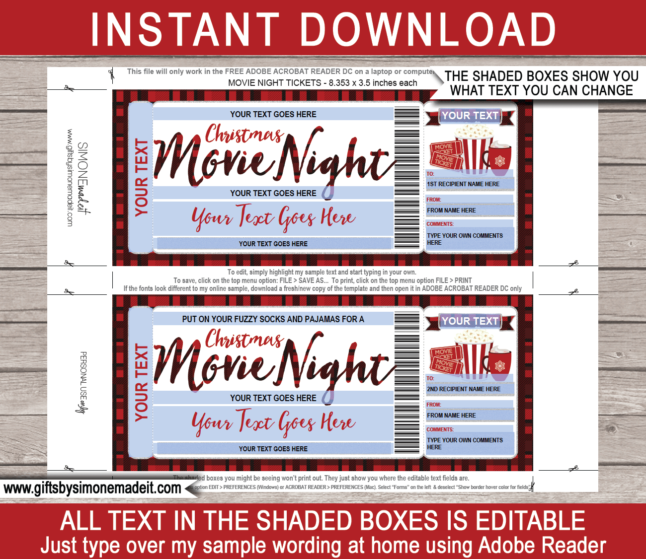 Christmas Family Movie Night Ticket Template | Gift Voucher pertaining to Christmas Movie Ticket Template