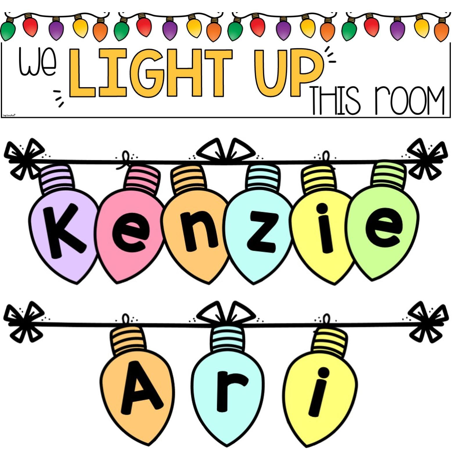 Christmas Festive Light Name Display: We Light Up This Room - Top throughout Christmas Light Name Template