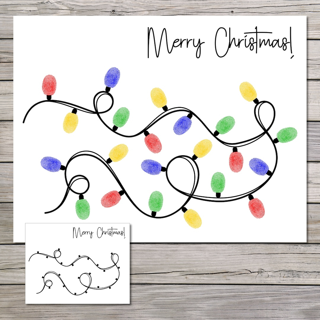 Christmas Fingerprint Art, Fingerprint Craft, Christmas Kids Craft,  Fingerprint Printable, Fingerprint Craft, Fingerprint Christmas Lights -  Etsy within Christmas Lights Fingerprint Template