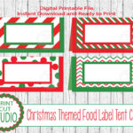 Christmas Food Table Tent Cards: Printable Name Place Cards Within Christmas Tent Cards Template
