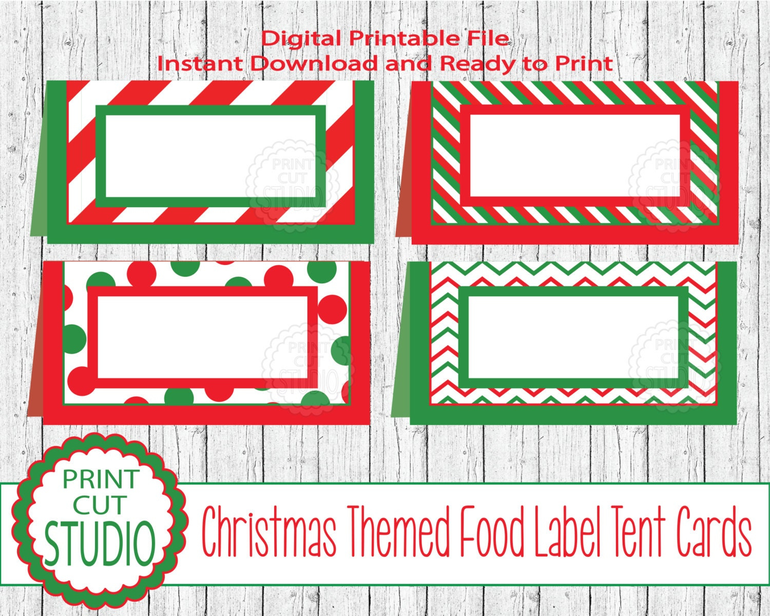 Christmas Food Table Tent Cards: Printable Name Place Cards within Christmas Tent Cards Template