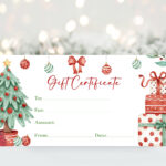 Christmas Gift Certificate Voucher Template, Editable Christmas For Christmas Present Card Template