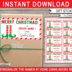 Christmas Gift Labels Template (Elf)   Red & Green Throughout Christmas Labels Free Printable Template