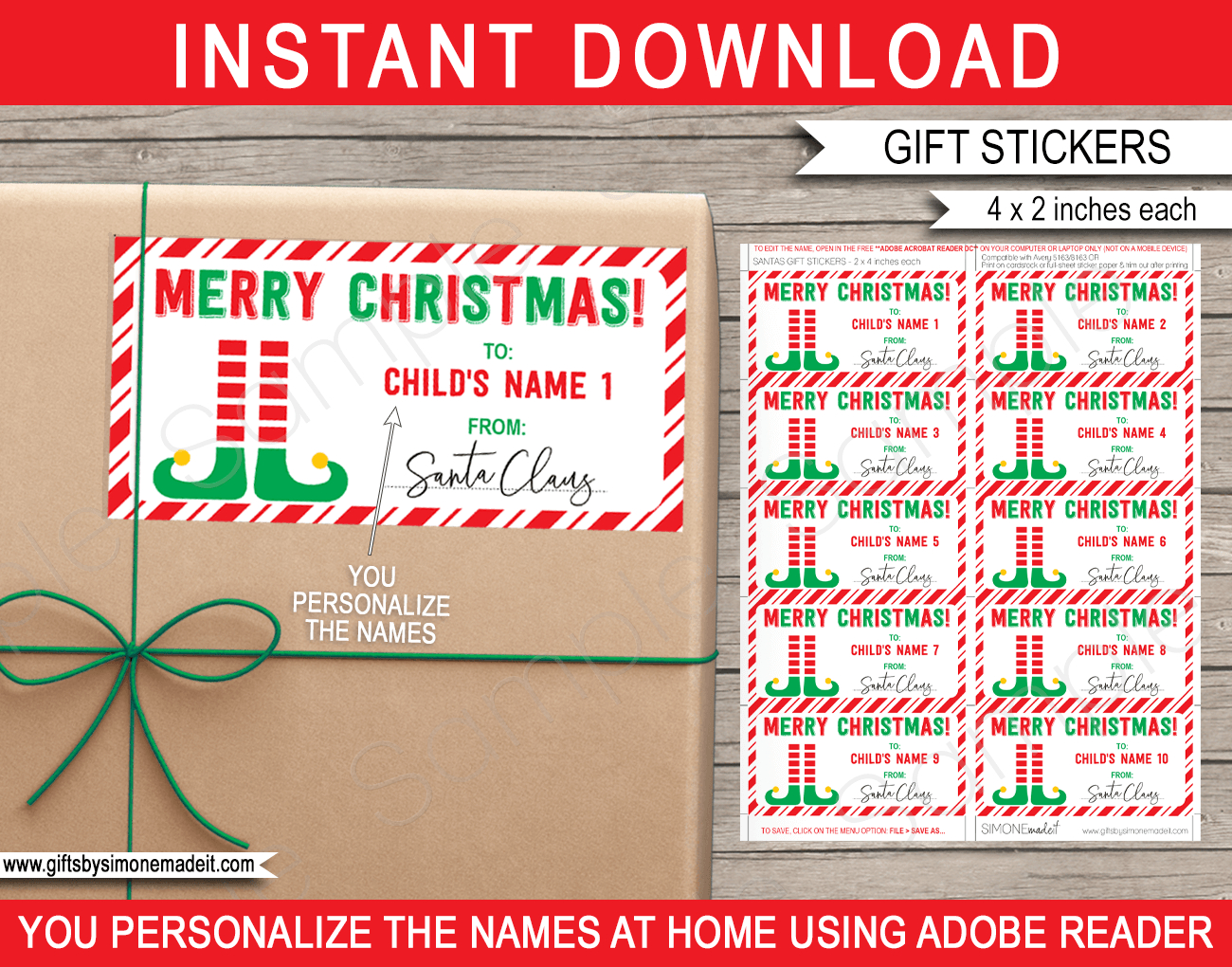 Christmas Gift Labels Template (Elf) - Red &amp;amp; Green throughout Christmas Labels Free Printable Template