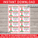 Christmas Gift Labels Template (Elf)   Red & Green Within Christmas Name Tags Template Printable