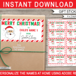 Christmas Gift Labels Template (Santa Claus)   Red & Green Regarding Christmas Label Template Printable
