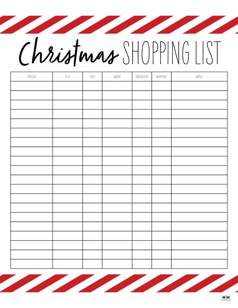 Christmas Gift List Templates - 20 Free Pages | Printabulls with Christmas List 2025 Template