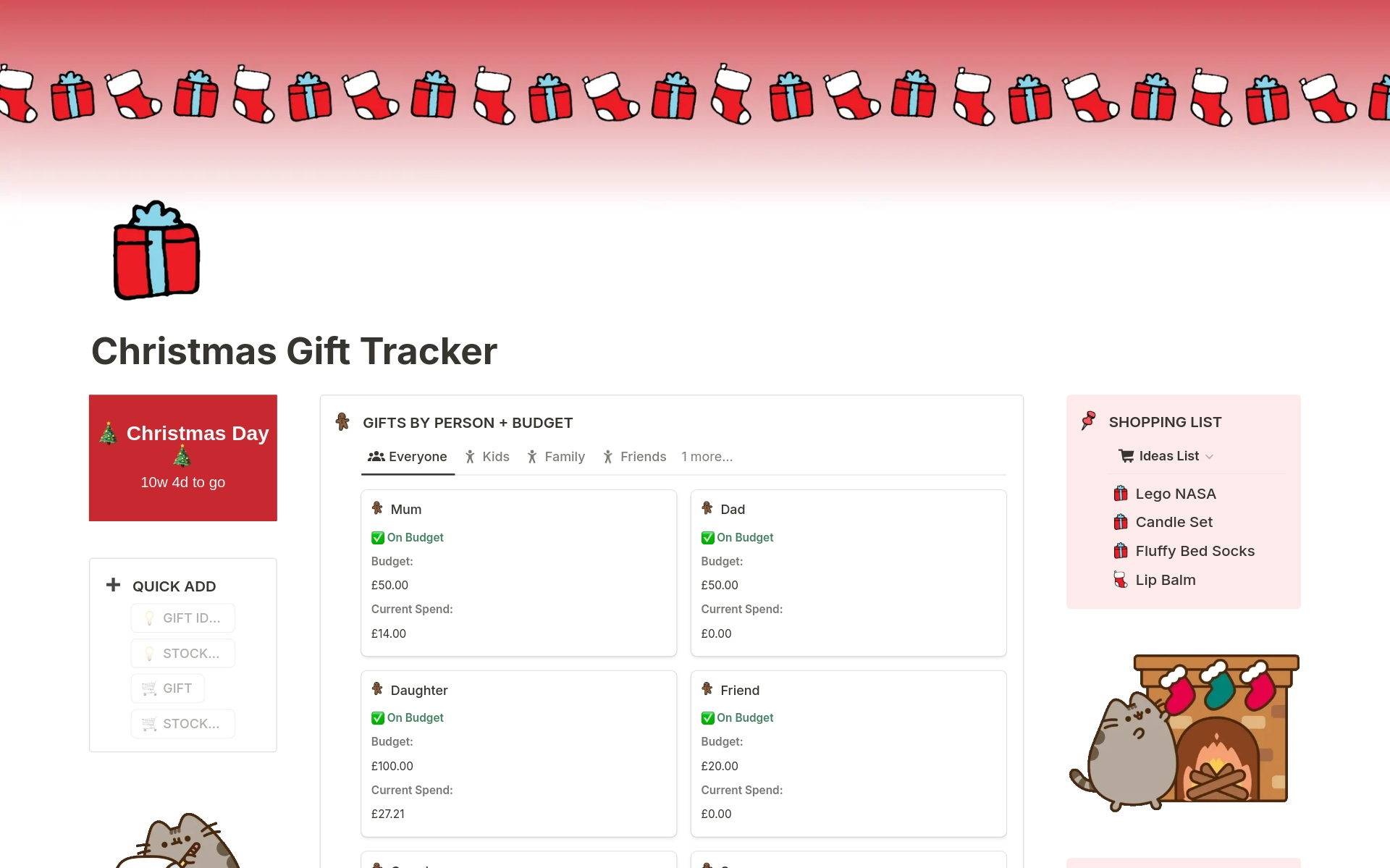 Christmas Gifts Tracker 🎁 within Christmas List Notion Template