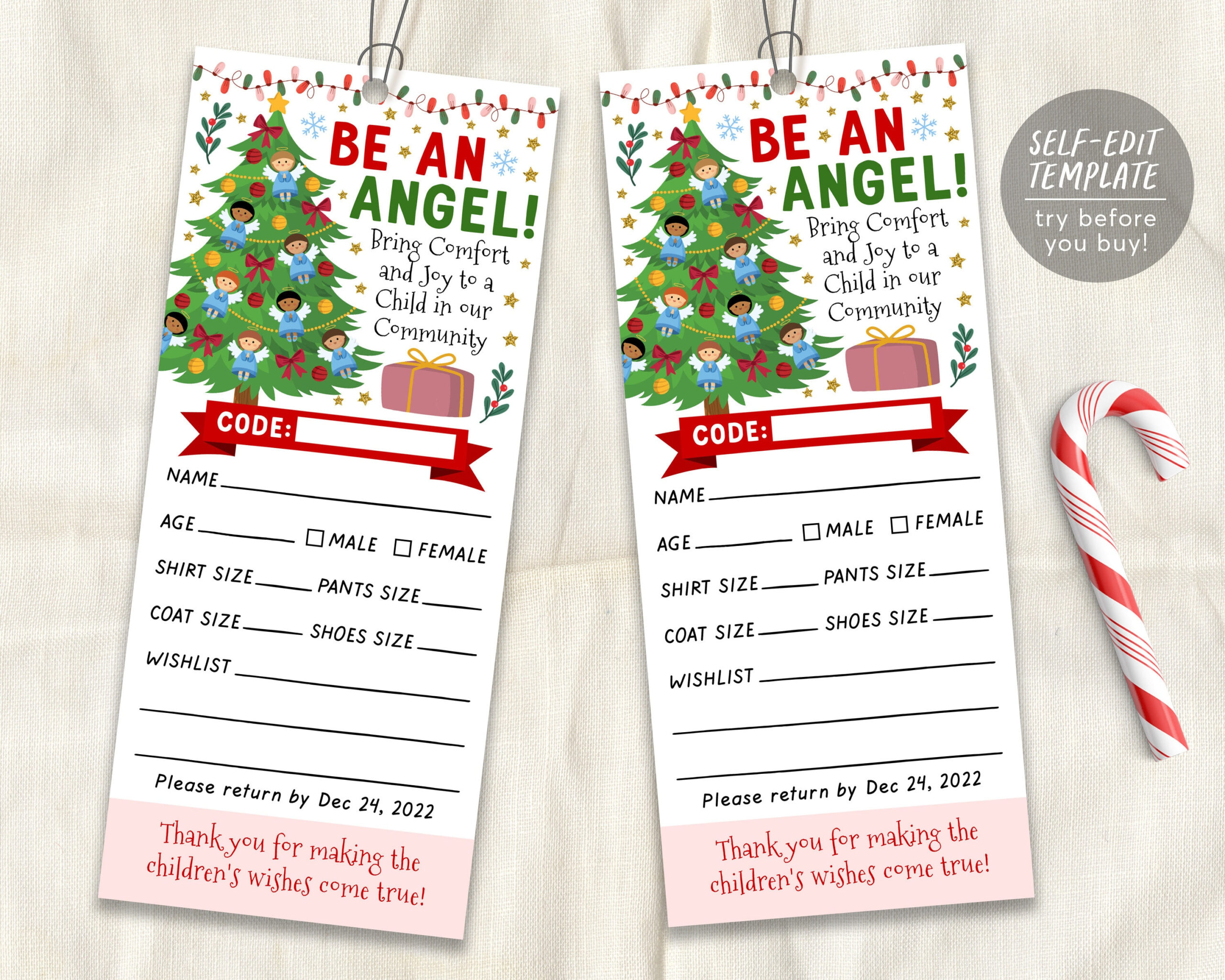 Christmas Giving Tree Gift Tag Editable Template, Donation Slip with regard to Christmas Tags Template For Angel Tree Giving