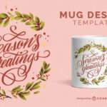 Christmas Holiday Lettering Mug Design Vector Download For Christmas Mug Design Template