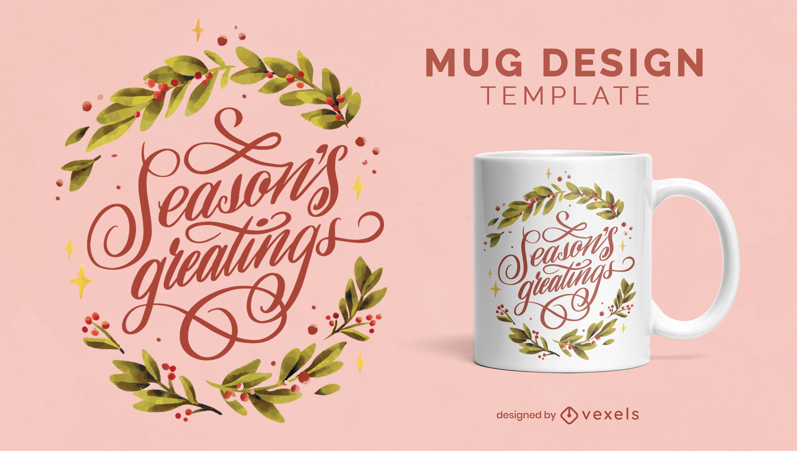 Christmas Holiday Lettering Mug Design Vector Download for Christmas Mug Design Template
