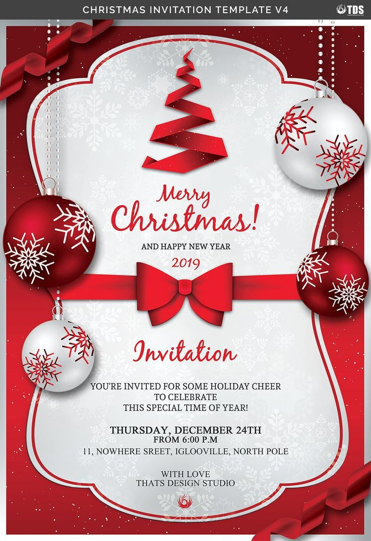 Christmas Invitation Template V4 pertaining to Christmas Invitation Design Template
