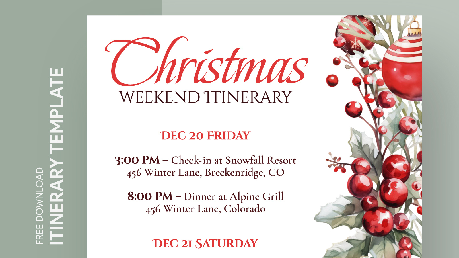 Christmas Itinerary Free Google Docs Template - Gdoc.io regarding Christmas Itinerary Template Free Download