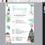 Christmas Itinerary Template, Birthday Weekend, Bachelorette Party,  Holidays, Winter Wonderland, Schedule, Agenda, Instant Download Xmas04 Pertaining To Christmas Party Itinerary Template