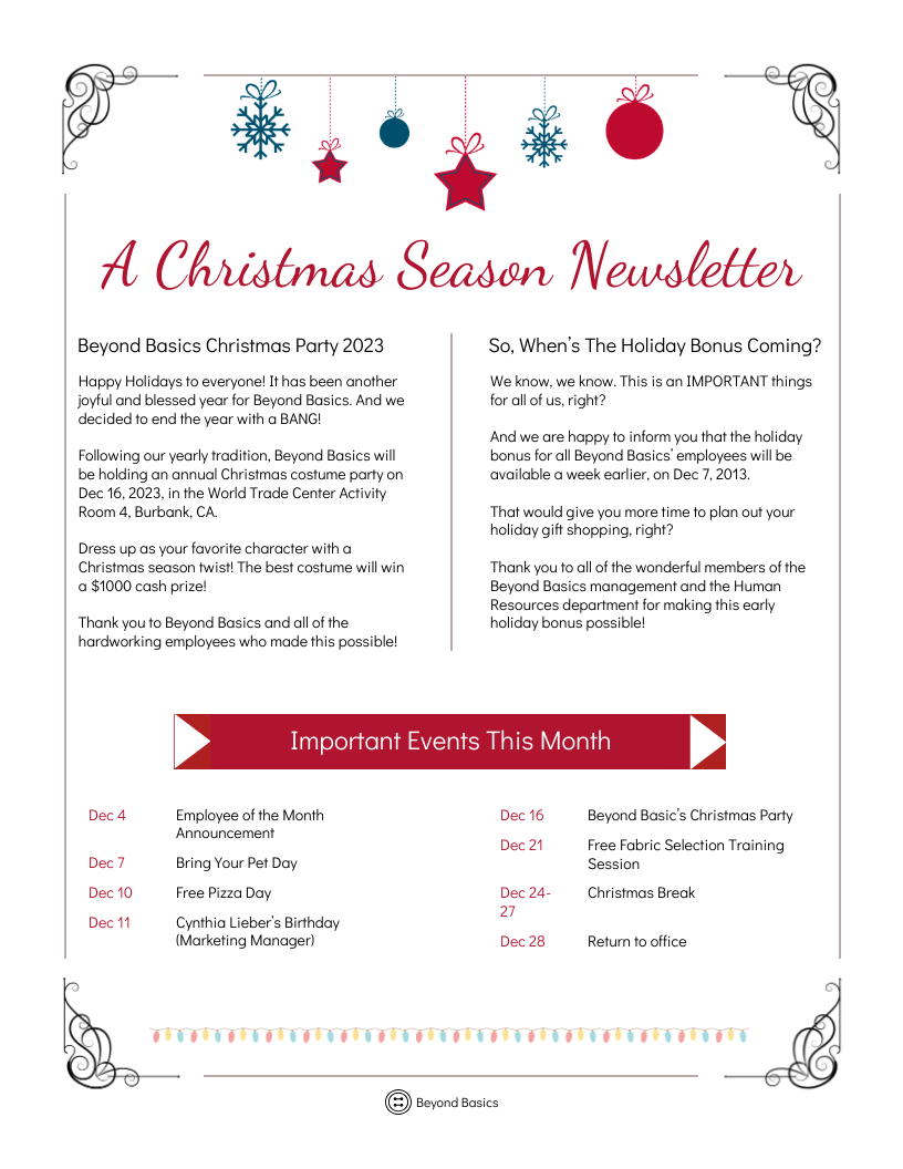 Christmas Letter For Employees Newsletter Template - Venngage intended for Christmas Letter to Employees Template