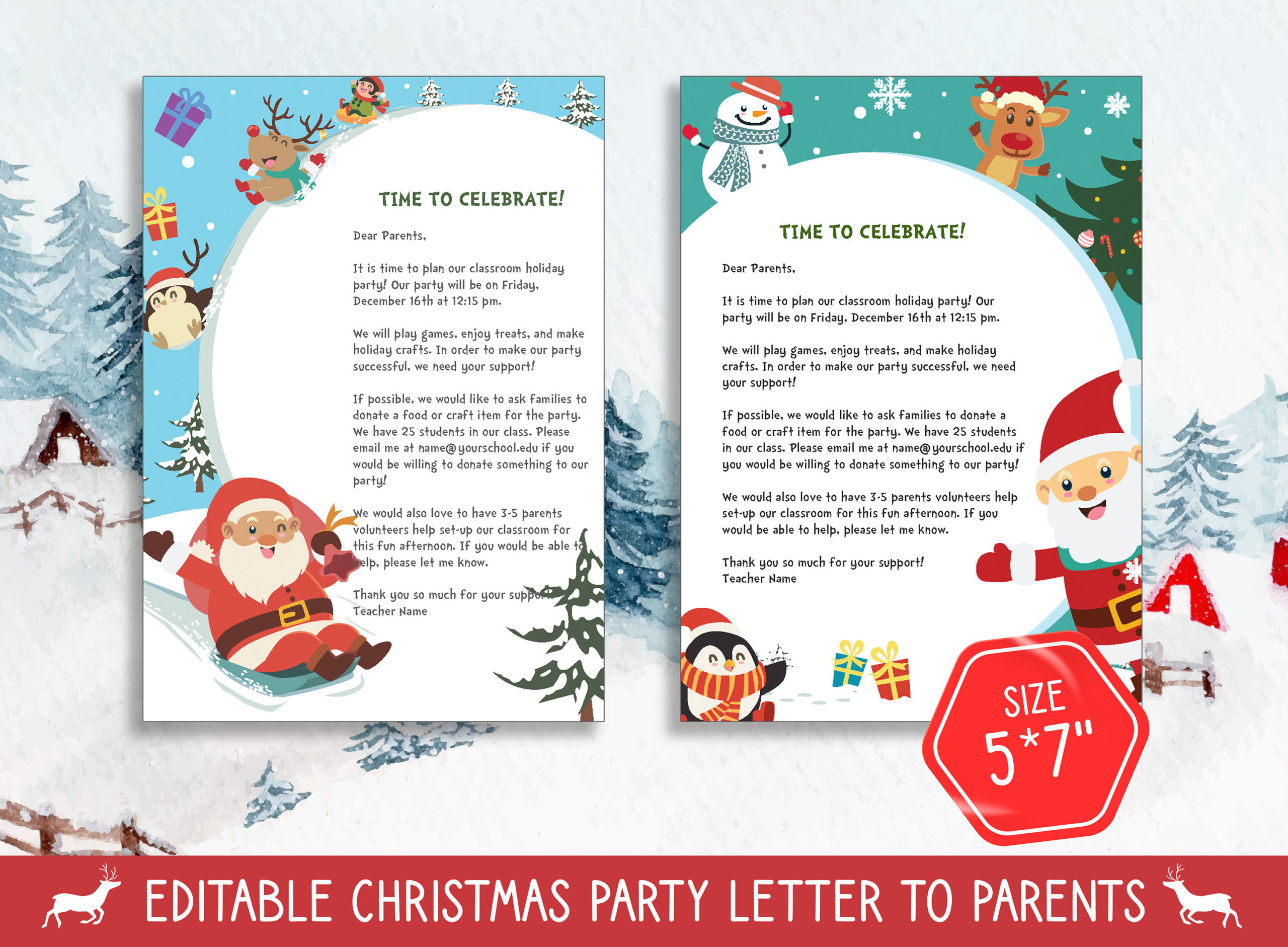Christmas Letter To Parents Template And Invitations - 2 Designs with regard to Christmas Party Letter To Parents Template