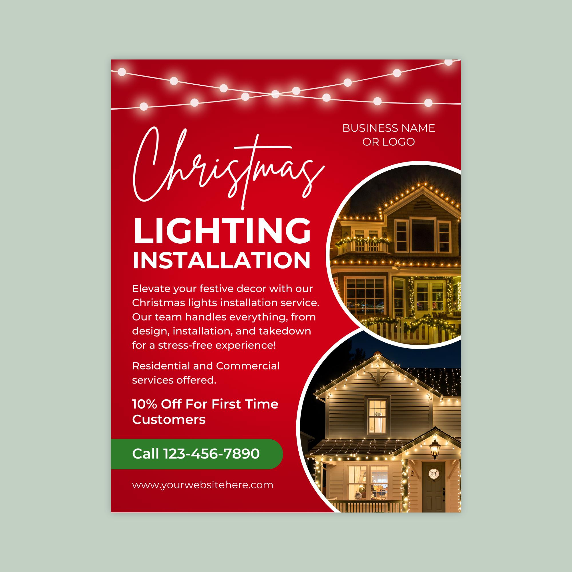 Christmas Light Installation Flyer - Etsy in Christmas Light Installation Flyer Template