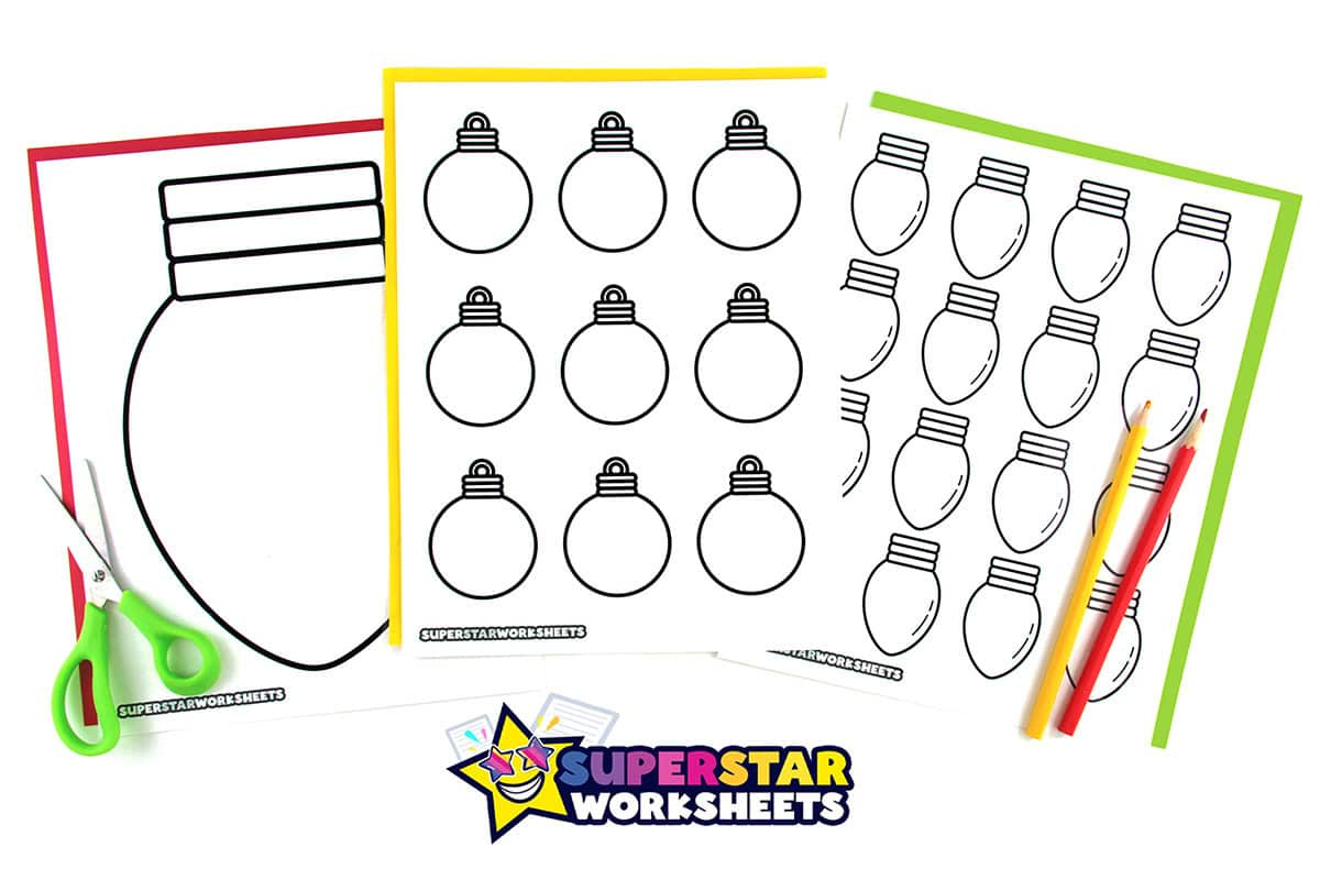 Christmas Light Templates (Free Printables) - Superstar Worksheets with Christmas Light Bulb Writing Template