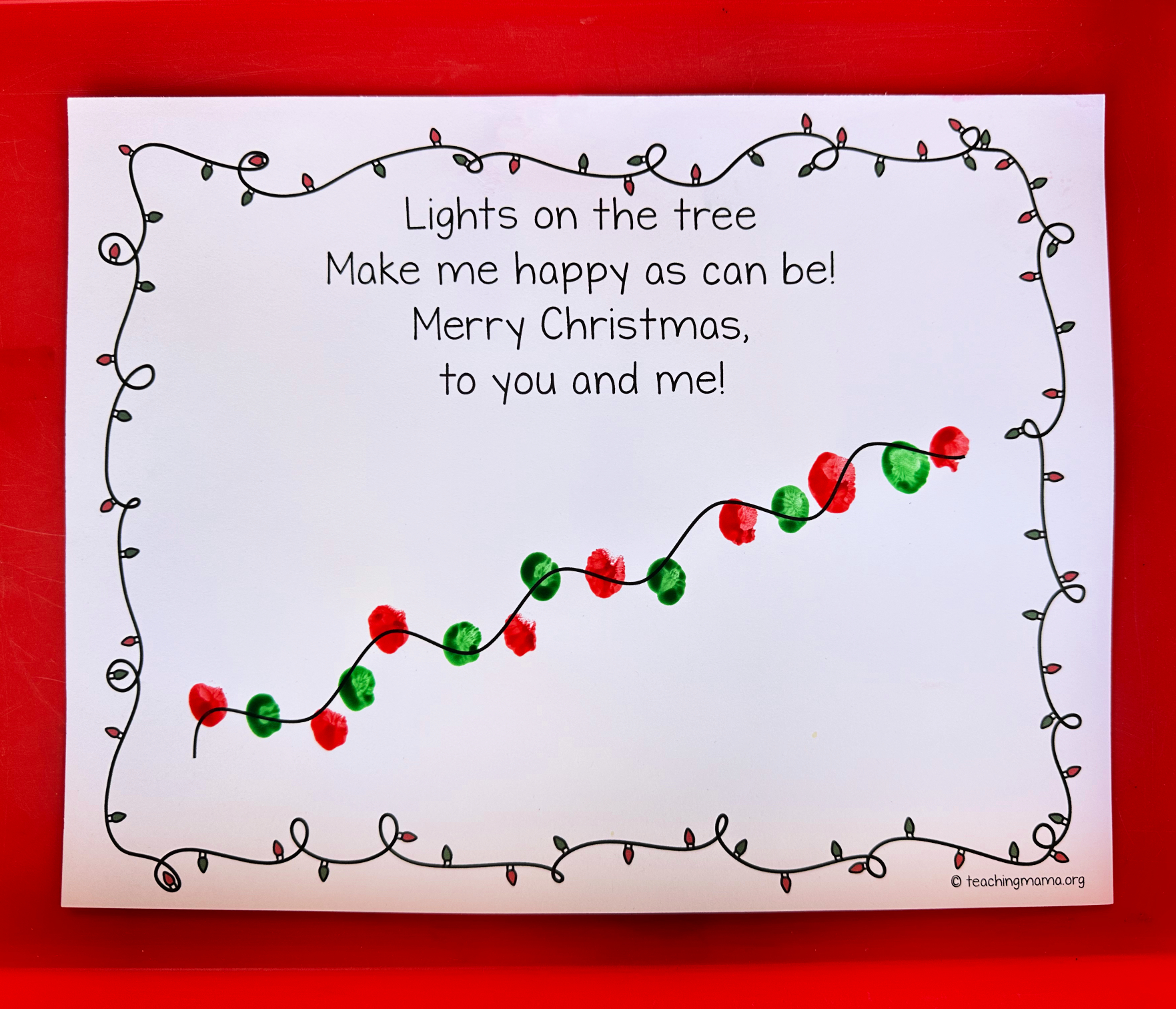 Christmas Lights Fingerprint Printable - Teaching Mama for Christmas Lights Finger Painting Template