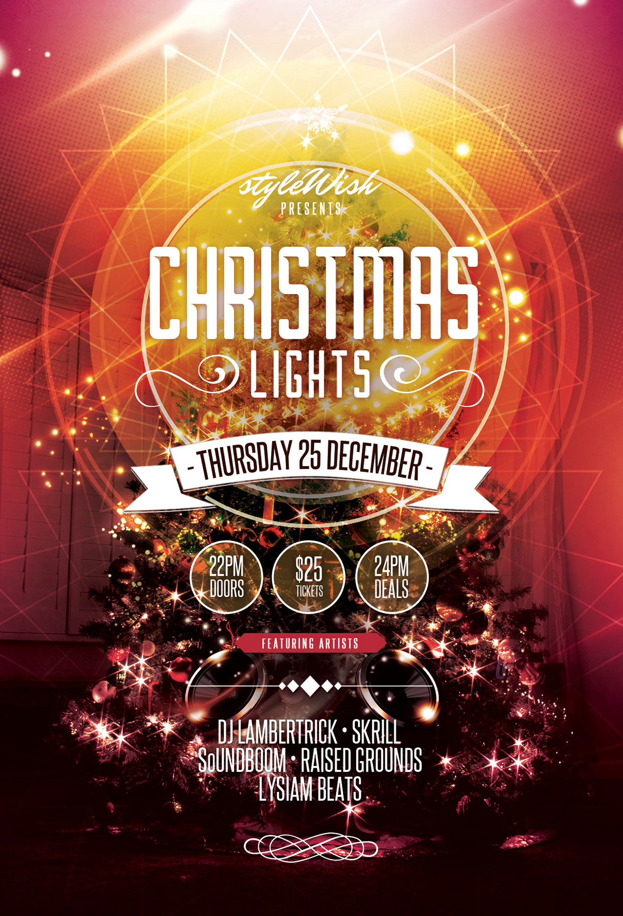 Christmas Lights Flyer Template :: Behance within Christmas Lights Flyer Template