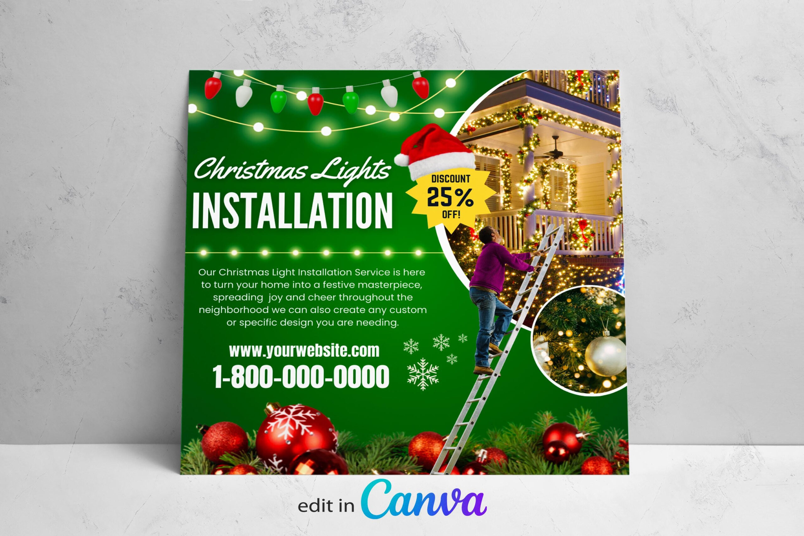 Christmas Lights Installation Services Flyer Template - Etsy intended for Christmas Light Installation Flyer Template
