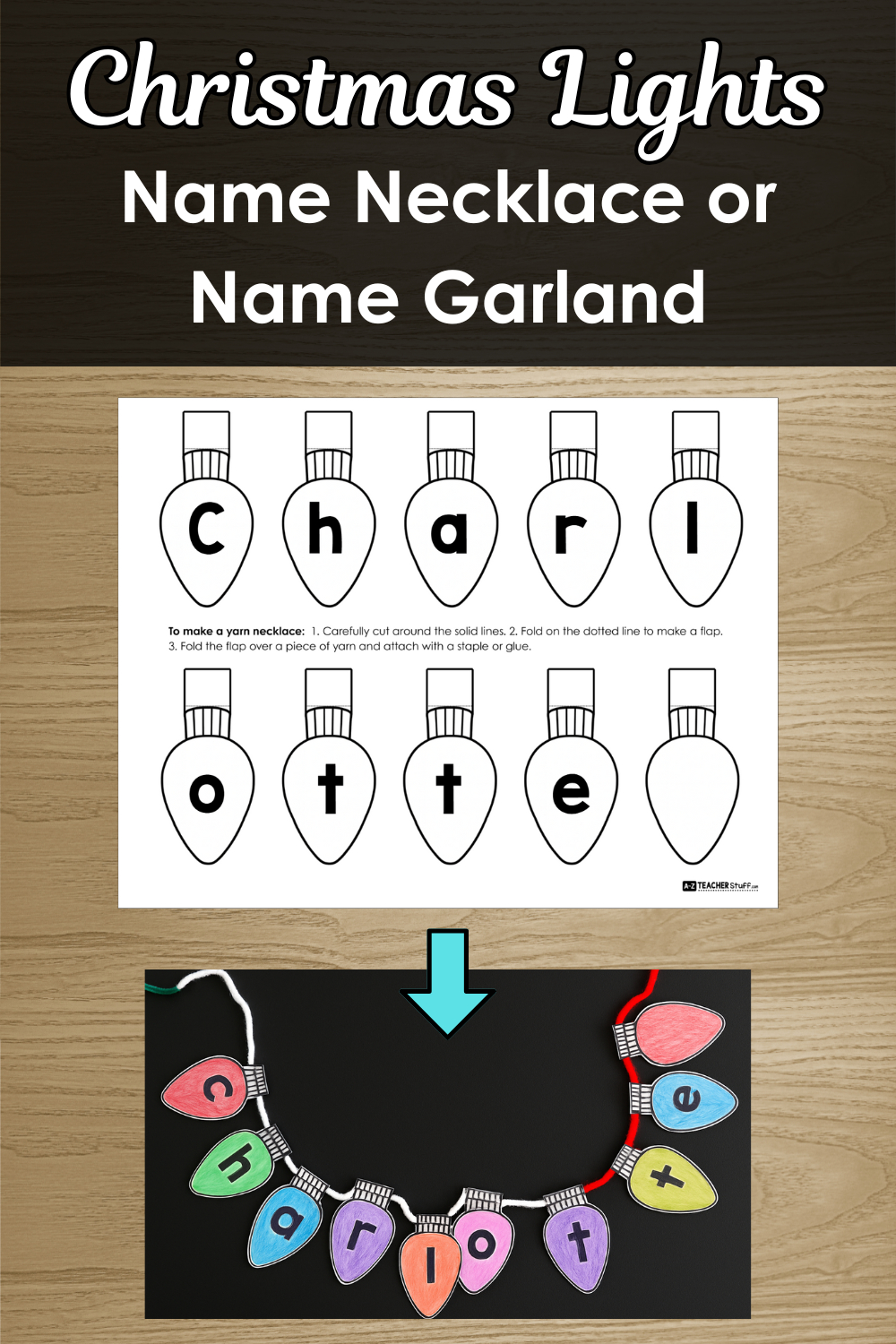 Christmas Lights Printable Name Activity Generator - A To Z with Christmas Lights Name Craft Template