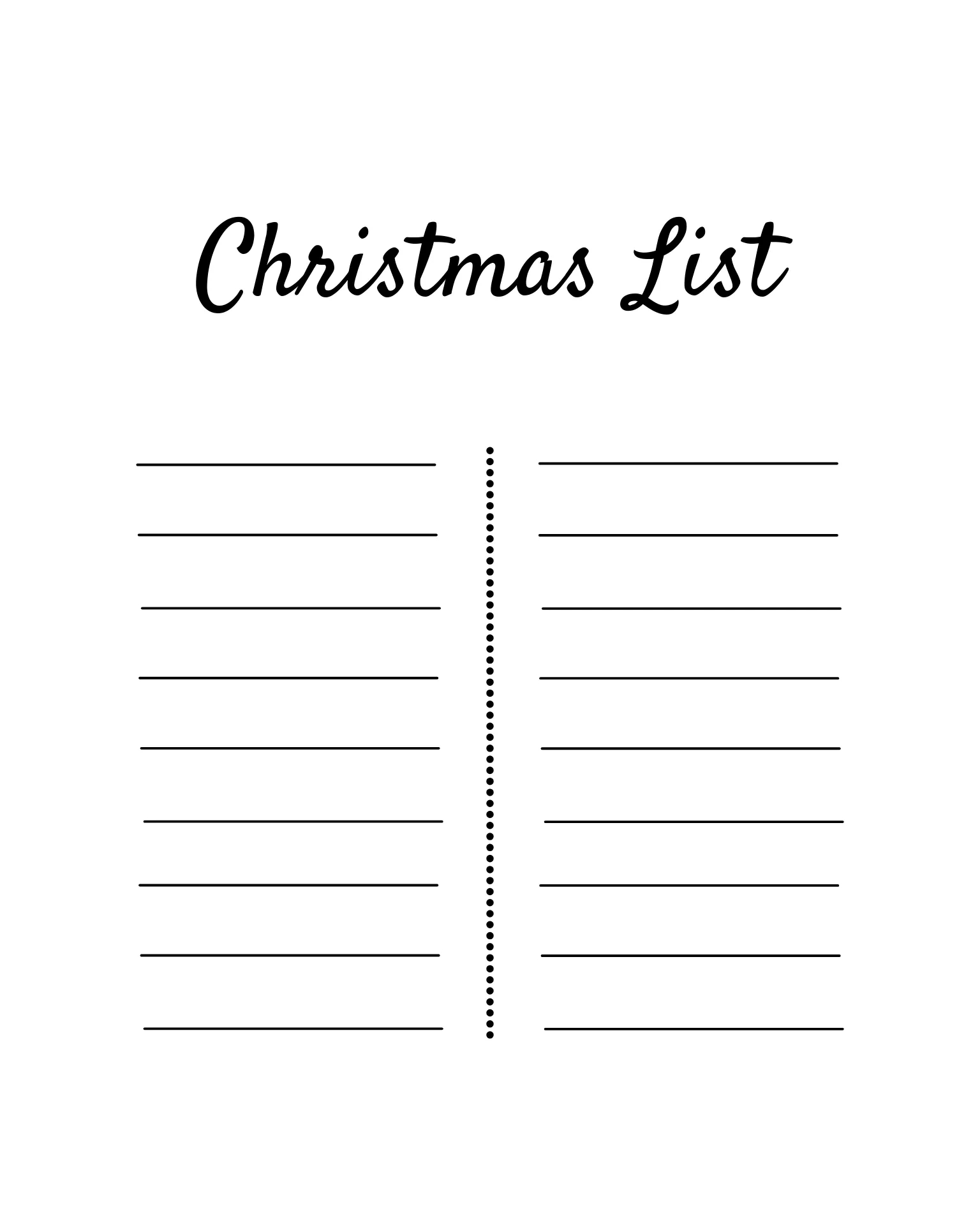 Christmas List Template — Kapwing with Christmas List Template Black and White