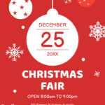 Christmas Market With Decoration In Red Online Poster Template In Christmas Market Poster Template