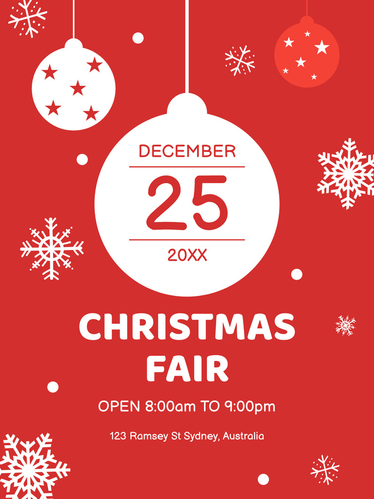 Christmas Market With Decoration In Red Online Poster Template in Christmas Market Poster Template