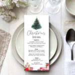 Christmas Menu Dinner Template, Xmas Dinner Menu Instant Download Inside Christmas Lunch Menu Template