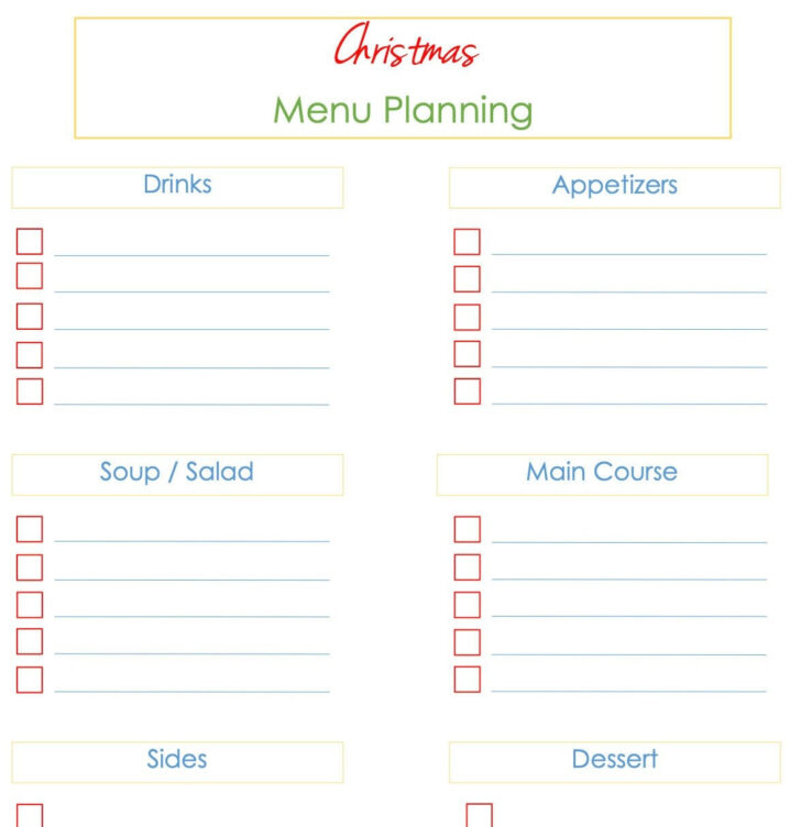 Christmas Menu Planning Template Christmas Menu Planning Template