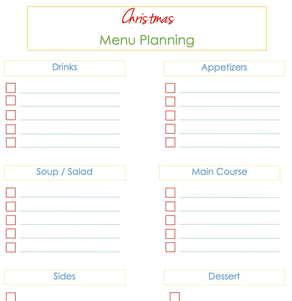 Christmas Menu Planning Template | Holiday Organization Binder - Etsy throughout Christmas Menu Planning Template
