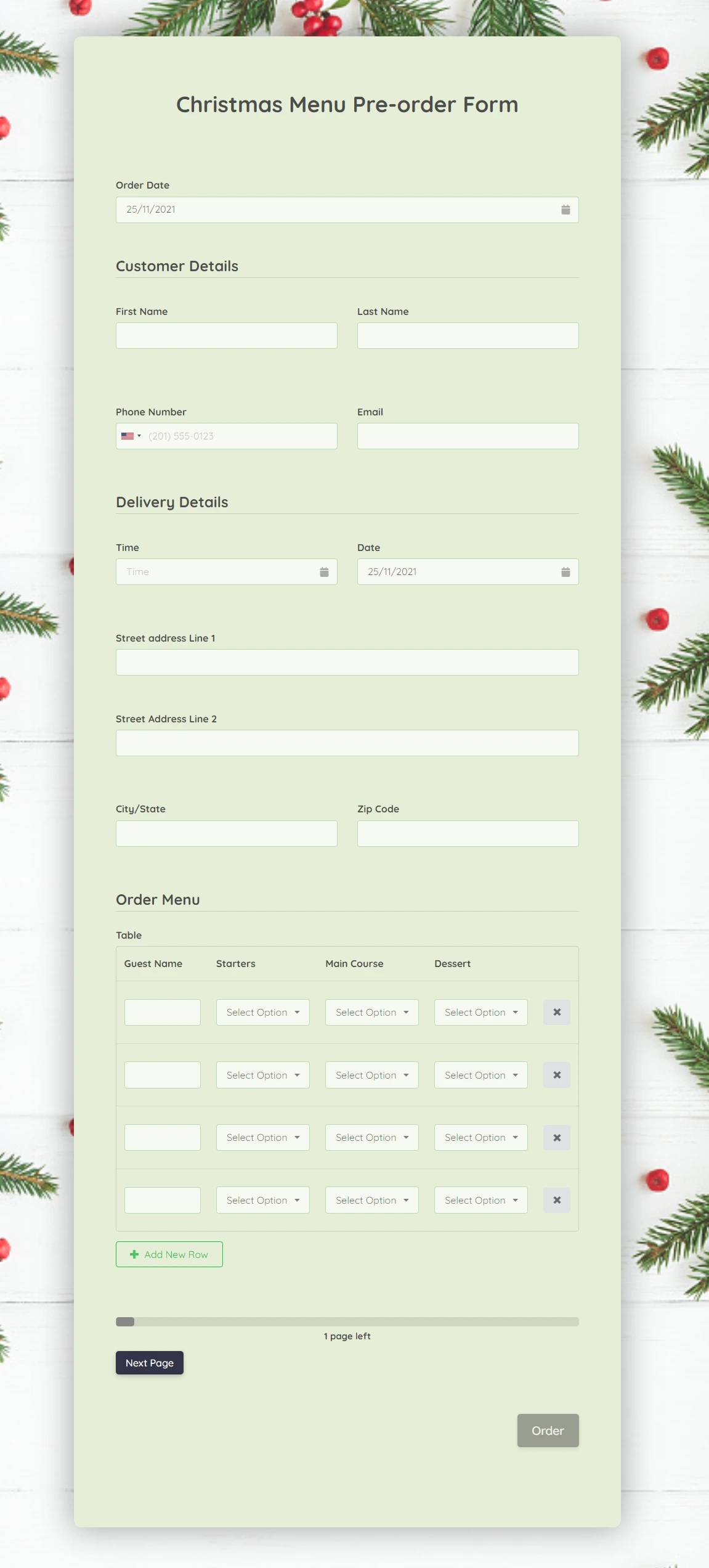 Christmas Menu Preorder Form | Formplus with Christmas Order Form Template