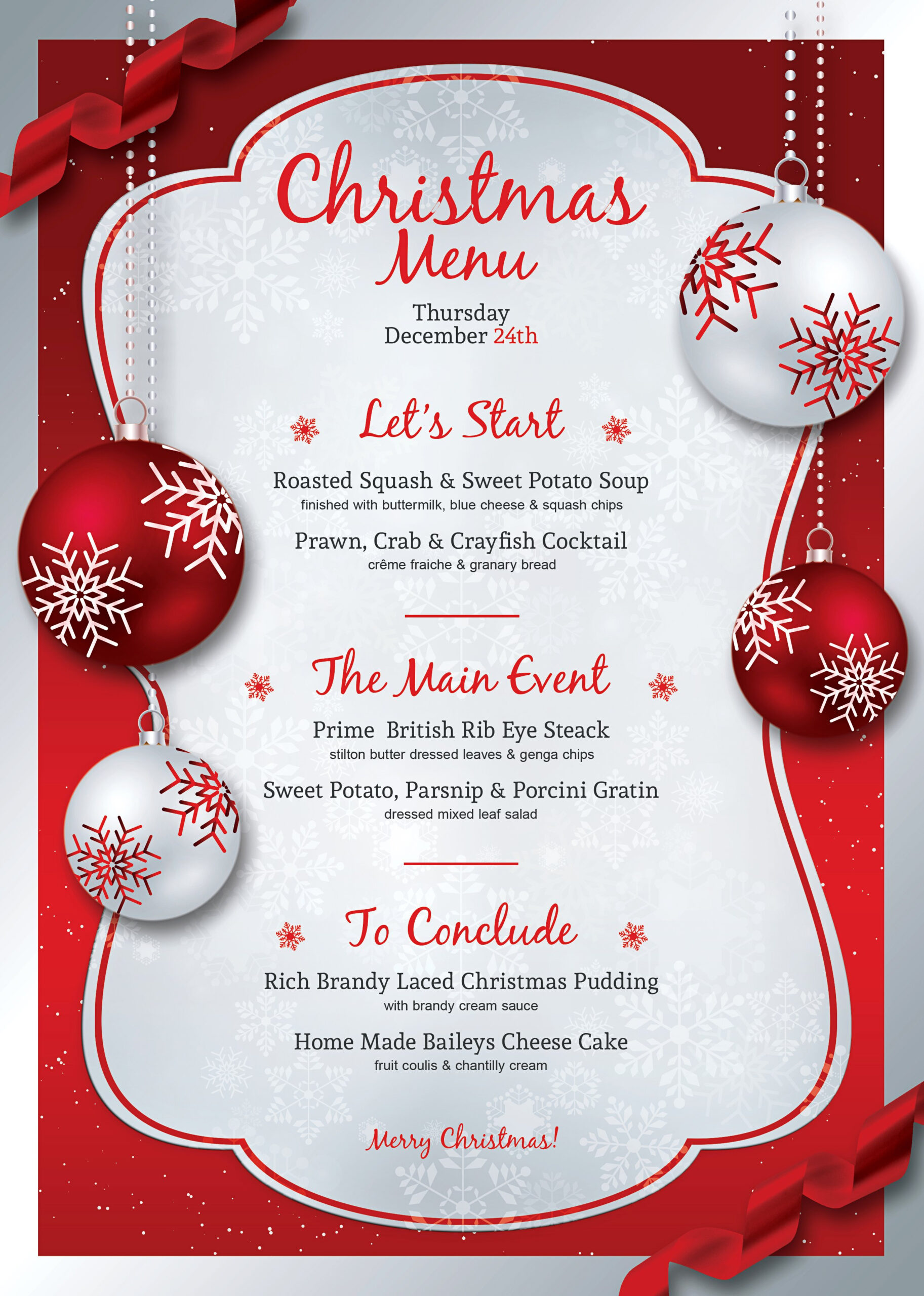 Christmas Menu Template V4 inside Christmas Menu Template Free