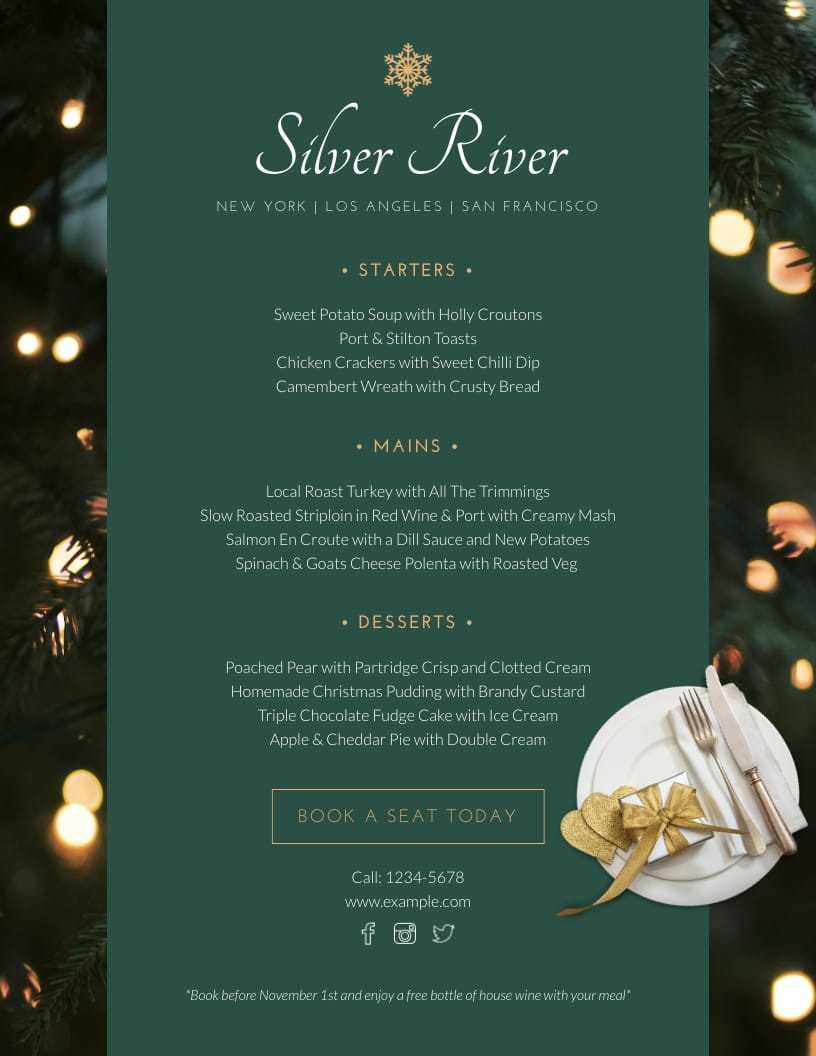 Christmas Menu Template | Visme inside Christmas Menu Card Template Free