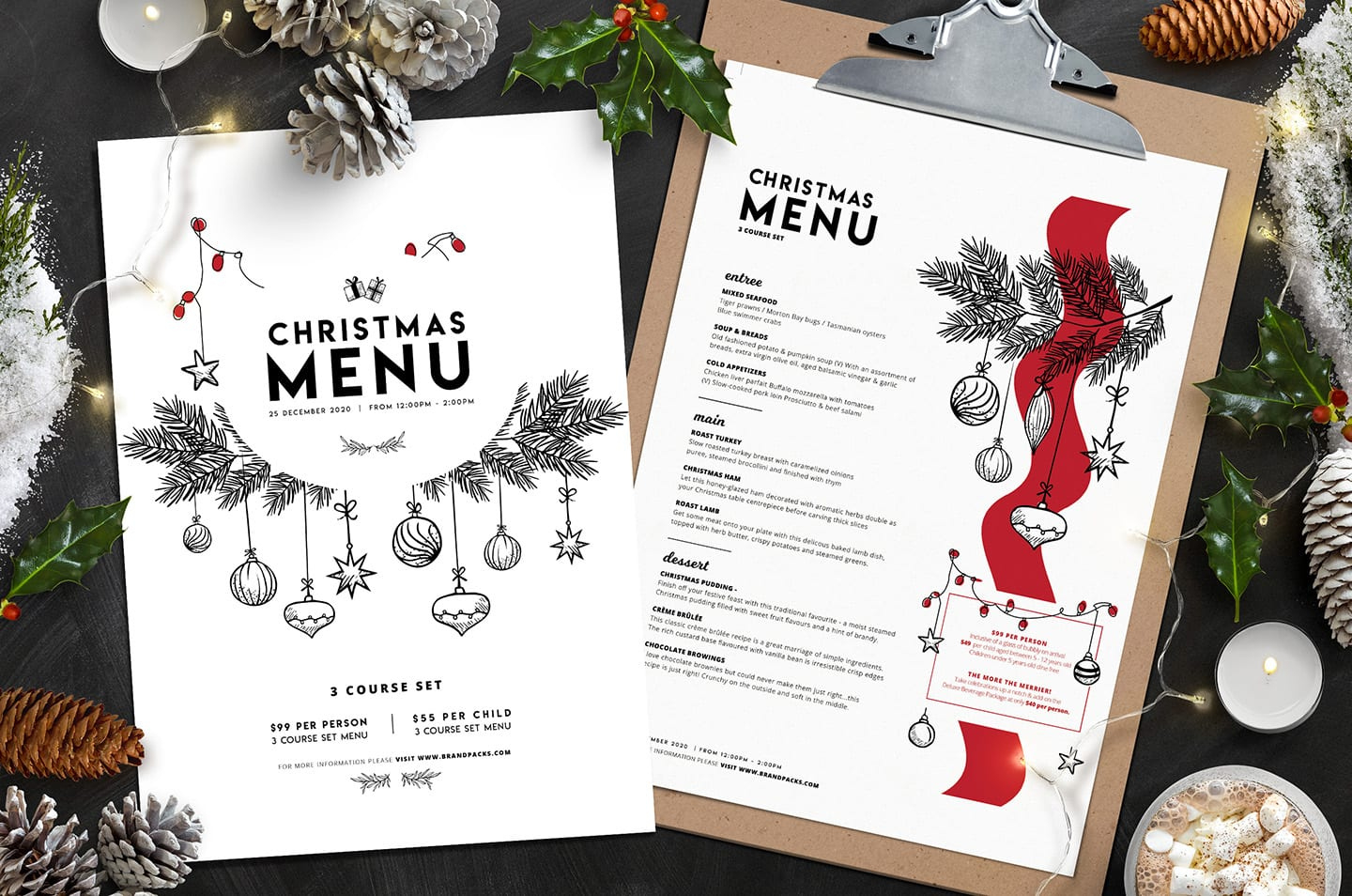 Christmas Menu Template Vol.3 - Brandpacks throughout Christmas Menu Template
