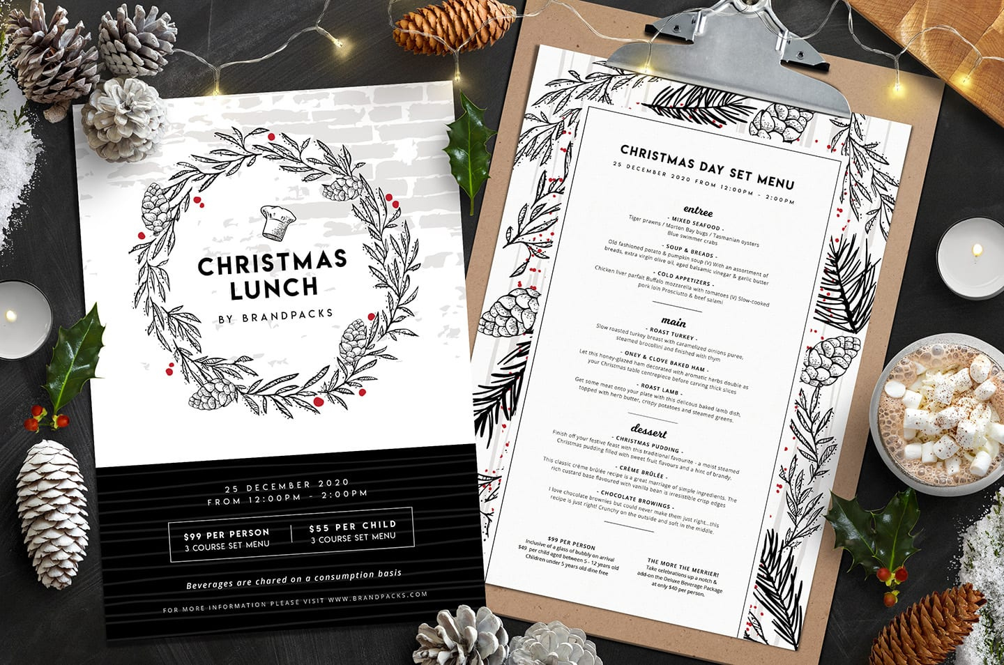 Christmas Menu Templates In Psd, Ai &amp;amp; Vector - Brandpacks regarding Christmas Lunch Menu Template